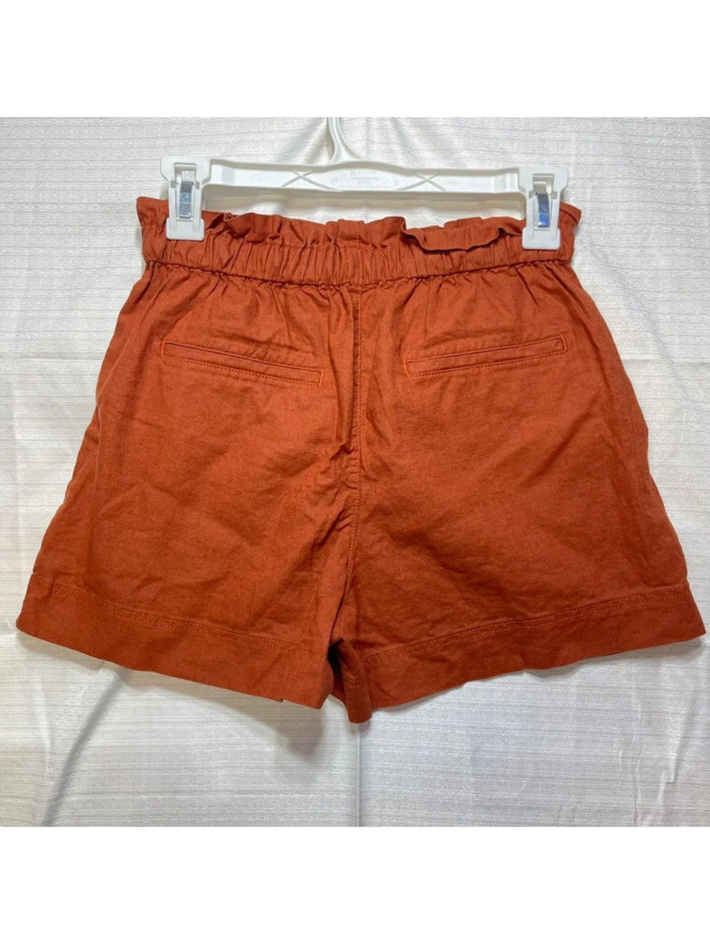 Uniqlo Women's Rust Paperbag Linen Cotton Shorts Drawstring XS - Picture 2 of 7